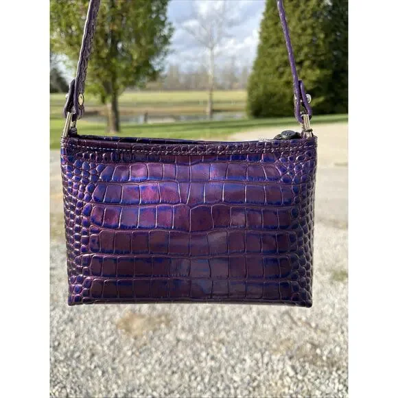 NWT Brahmin Melbourne Collection Lorelei Purple Acro Leather Shoulder Bag - Picture 2 of 16
